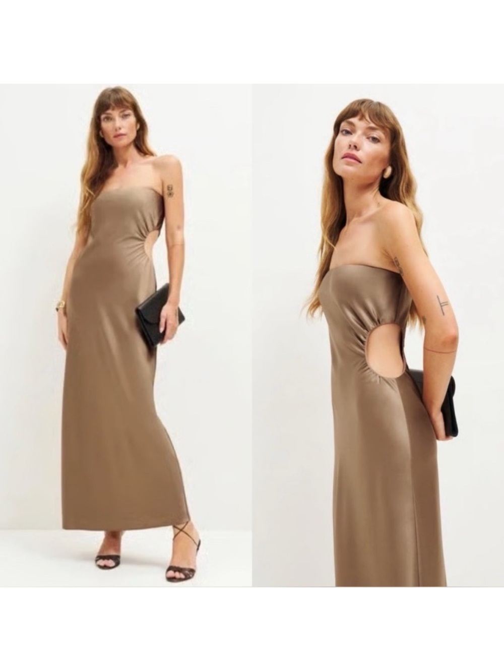 Reformation Satin Cutout Maxi Dress